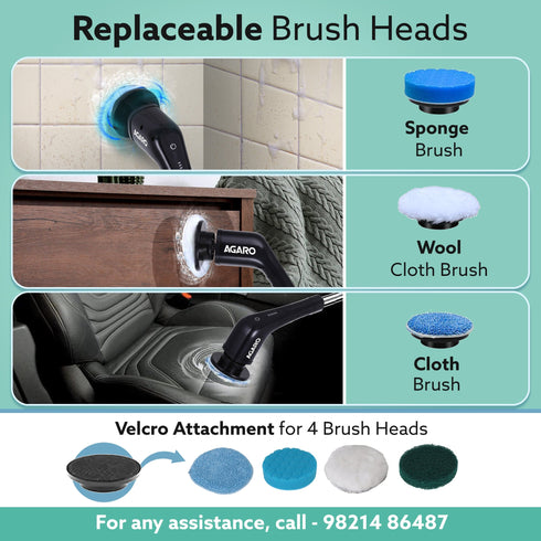 Royal Electric Spin Scrubber, Cleaning Brush Scrubber for Home, 400RPM/Mins-8 Replaceable Brush Heads-90Mins Work Time, 3 Adjustable Size, 2 Adjustable Speeds
