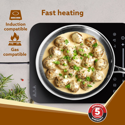 Regency Tri-Ply Steel Frying Pan , 1.5L Capacity, 24 cm Diameter, Stainless Steel, Riveted Handle, Food Safe, Gas Oven and Induction Oven Compatible, Silver