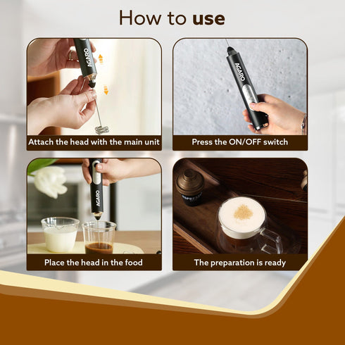 Royal Milk Frother, 3-Speed Electric Frother for Coffee with Whisk and Frother, Frother Mixer, Stand-up Design, for Cream (Whisk Milk frother), Rechargeable, Stainless Steel