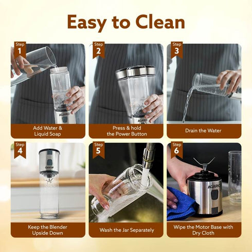 Galaxy Portable Blender, For Smoothie And Juices, Portable Hand Blender For Kitchen, USB Rechargeable Fruit Juicer Machine, 6 Sharp SS Blade, 450ml BPA Free Food Grade Jar