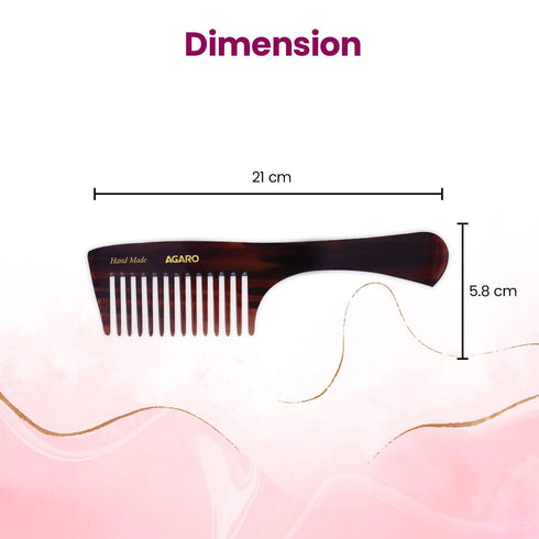 AGARO Hand Made Cellulose Acetate Comb HMC77, All Fine Tooth Dressing Comb, Smooth Rounded Teeth, Hair Styling, Hair Brushing, Hair Dressing, Brown