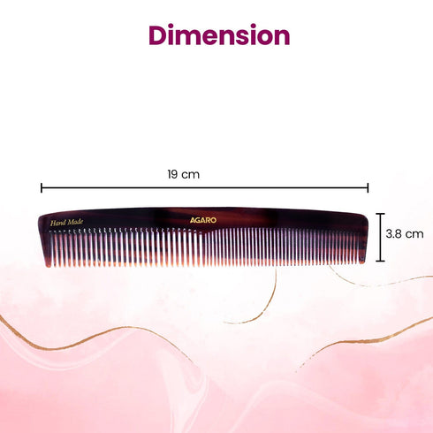 AGARO Hand Made Cellulose Acetate Comb HMC75, All Fine Tooth Dressing Comb, Smooth Rounded Teeth, Hair Styling, Hair Brushing, Hair Dressing, Brown