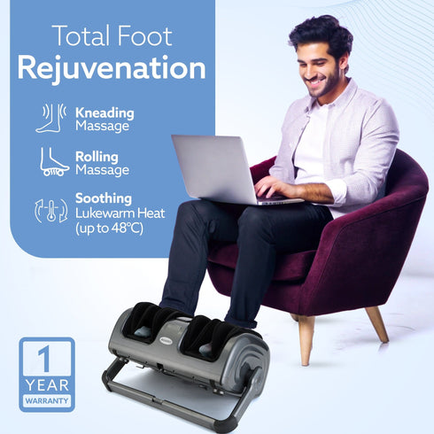 Elite Air Compress Foot Massager, Shiatsu Foot Massager, Kneading & Rolling Function, Lukewarm Heat, For Pain Relief, Muscle Relaxation & Improving Blood Circulation, Includes Remote Control