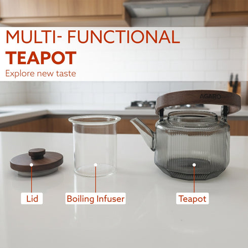 Elite 600ml Borosilicate Glass Kettle | Heat Resistant, Stovetop & Microwave Safe, Durable Clear Glass for Tea, Coffee, Water & Hot Beverages