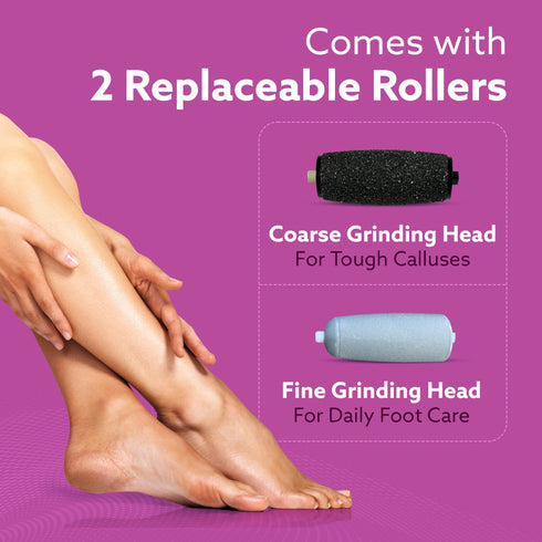 CR1414 Electric Callus Remover with 2 Replaceable Heads – Rechargeable Foot Scrubber for Dead Skin & Cracked Heels | Pedicure Machine with 120 Minutes Runtime