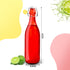 Elegant Flip Top Glass Bottle 1L Red, 1000ml, Freezer Safe & Leakproof Flip Cap, Red Colour & Stylish