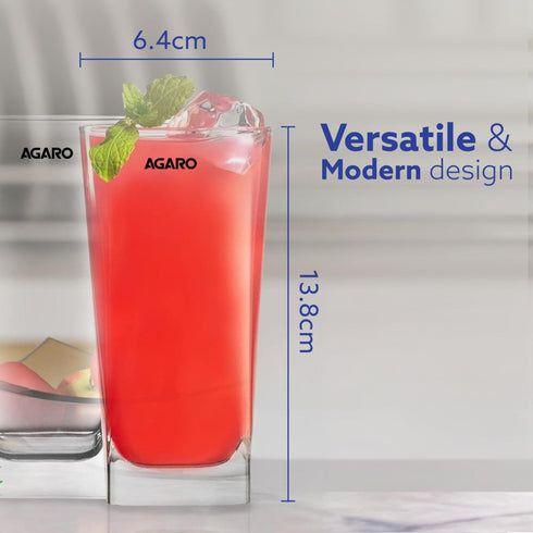 Elegant 260 ml Glasses Set of 6, Transparent Drinking Water Glass Set, Glass Tumbler for Water, Cold Drink, Juice, Dishwasher Safe, for Daily Use & Gifting