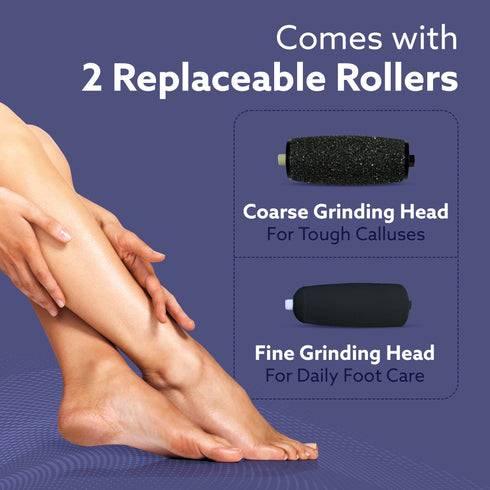 CR1717 Electric Callus Remover with 2 Replaceable Heads – Rechargeable Foot Scrubber for Dead Skin & Cracked Heels | Pedicure Machine with 120 Minutes Runtime