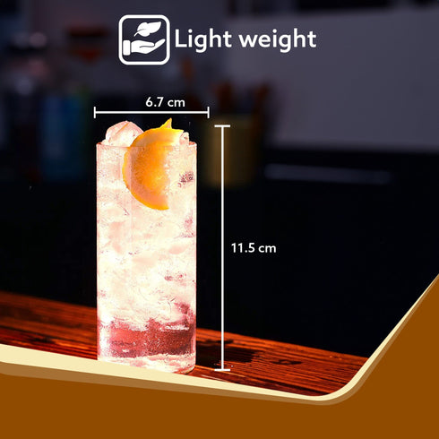 Elite Borosilicate Glass Tumbler, Serves Water, Cold Drinks, Juice, Milk, Pack of 6, 340 ml, Flame Proof Glasses, Microwave & Dishwasher Safe, Transparent