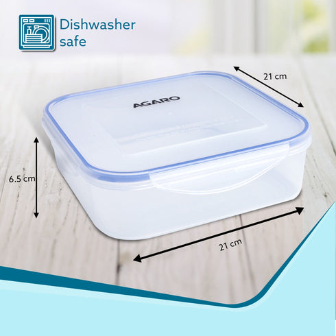 Airtight Container, Food Storage Container With Lid, Multipurpose Kitchen Container, Rectangular Plastic Body, Leak Proof, BPA Free, Capacity 2.6L Each, Pack of 2