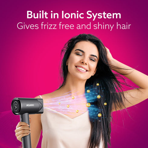 HD3240 Hair Dryer, Brushless 1600W Motor, 3 Speed & 4 temperature settings, Ionic Technology, Fast Drying High-Speed Low Noise Hairdryer with Magnetic Nozzle & Diffuser