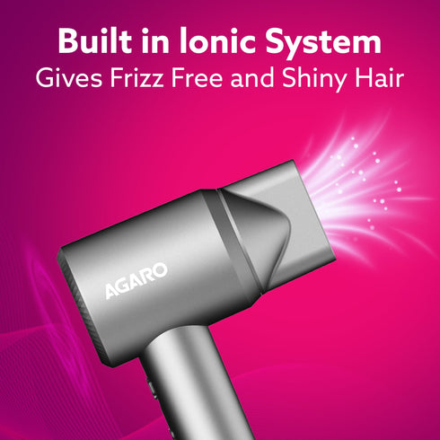Elite BLDC Hair Dryer – 1600W Powerful Cold & Hot Air Dryer | Negative Ion Tech, 3 Heat Modes, 2 Fan Speeds, Real-Time Display, 360° Magnetic Nozzle & Diffuser, – Dark Grey