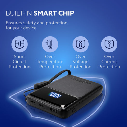 Ignite 10000 mAh Compact Power Bank, 45W Quick Charging for Smartphones