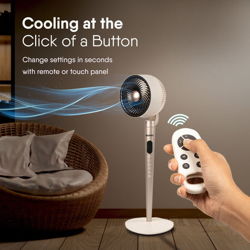 Royal 3D Air Circulation Tower Fan with Mood Lamp, Ultra-Quiet BLDC Standing Fan for Home & Office Use, Touch & Remote Control, 12 Wind Speed, 5 Modes, 90˚ Horizontal & 90˚ Vertical Oscillation