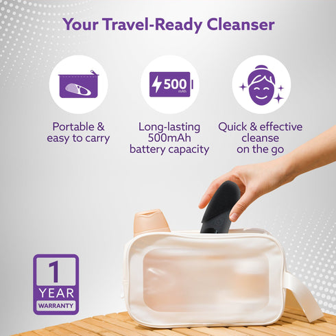 CM2407 Facial Cleansing Massager with Sonic Vibration Technique, 5 Cleaning Modes, Waterproof, Soft Silicone Bristles, Handheld, Black