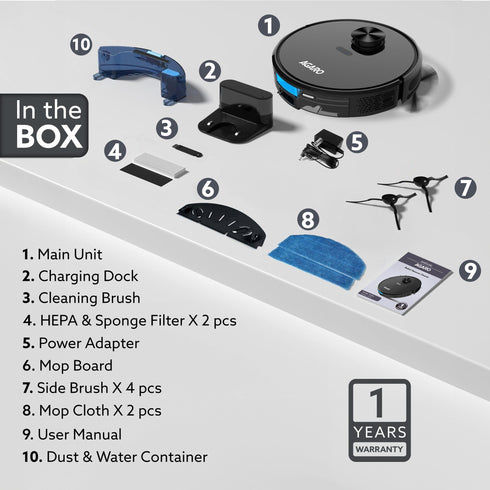 Alpha Robot Vacuum Cleaner, Brush, Dry Vacuum & Wet Mop, Automatic Cleaning, Upto 3200Pa Strong Suction, Rechargeable, App Control, Lidar Navigation, Editable Map to Clean, Hard Floor & Carpet
