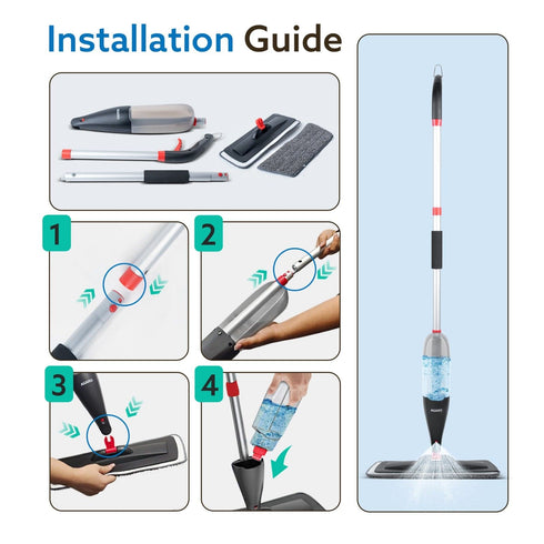 Delite Spray Mop for Dry and Wet Floor Cleaning with Washable Microfiber Pad - with 800ml Refillable Bottle for Wooden Floor, Hardwood, Marble, Laminate, Ceramic Tiles, and for Dust Cleaning