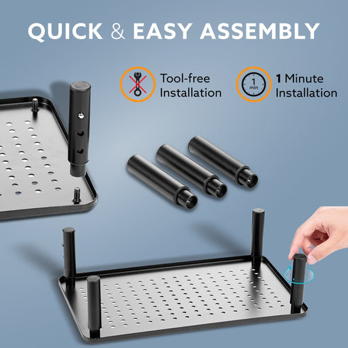 Monitor Stand for Desk, Laptop Stand & PC Riser, 3-Level Height Adjustable, Compatible with 24”, 27”, 29” & 32” Monitors, Laptop, CPU, Printer, Heavy-Duty Steel with Anti-Skid Pads, Black