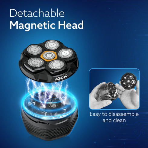 HS7979 Head Shaver, for Bald Men, 6 Flexible Heads, Wet/Dry Head Shaver, Rechargeable, IPX7 Waterproof, Detachable Heads