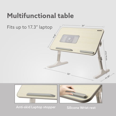 Laptop Table with 1800 RPM USB Cooling Fans