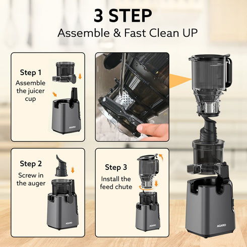 Regal Cold Press Slow Juicer, 250 Watt DC Motor, Easy Assembly & Cleaning, Auto Reverse, Advanced Safety Lock, Fruit & Vegetable Juicer & Nut Milk, Stainless Steel Filter, BPA Free Plastic