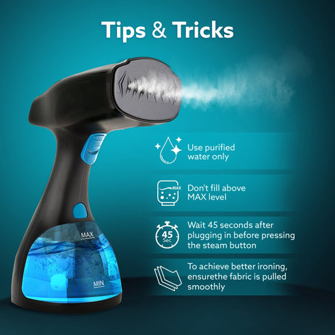 Signify Handheld Garment Steamer-Black & Blue
