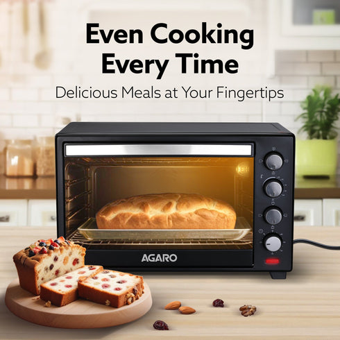 Marvel 48 Liters Oven Toaster Griller, Motorised Rotisserie and Convection Cake Baking OTG with 3 Heating Mode, (Black)