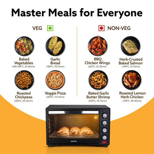Marvel 48 Liters Oven Toaster Griller, Motorised Rotisserie and Convection Cake Baking OTG with 3 Heating Mode, (Black)