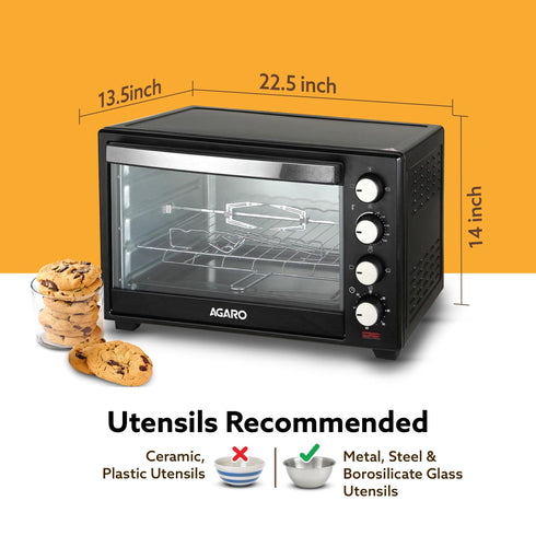 Marvel 48 Liters Oven Toaster Griller, Motorised Rotisserie and Convection Cake Baking OTG with 3 Heating Mode, (Black)