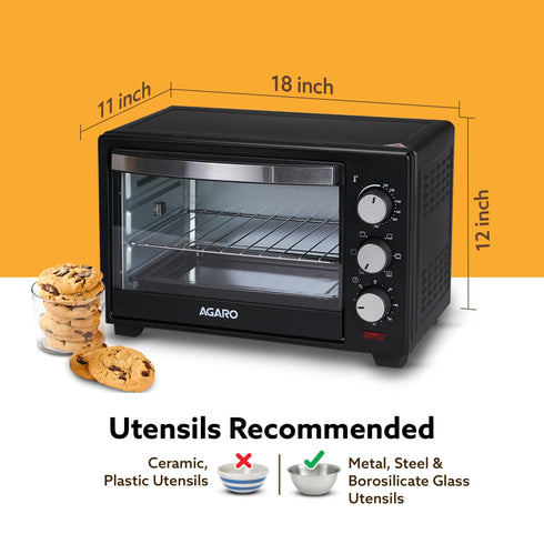 Marvel Oven Toaster Griller, 25 Litres, Motorised Rotisserie, Adjustable Temperature, 5 Heating Modes & Timer, CakeBaking, Roasting,Grilling,OTG (Black)