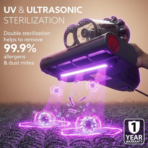 Royal Mattress Vacuum Cleaner, 12kPa Suction Power & UV Light Sterilization, Bed Vacuum Cleaner & Mite Remover, Suitable for Beds, Mattresses, Sofas & Pillows