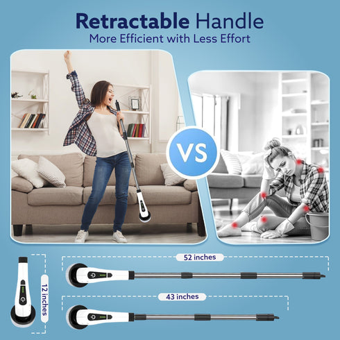 Royal Electric Spin Scrubber, Cleaning Brush Scrubber for Home, 400RPM/Mins-8 Replaceable Brush Heads-90Mins Work Time,3 Adjustable Size,2 Adjustable Speeds for Bathroom Shower Bathtub Glass Car