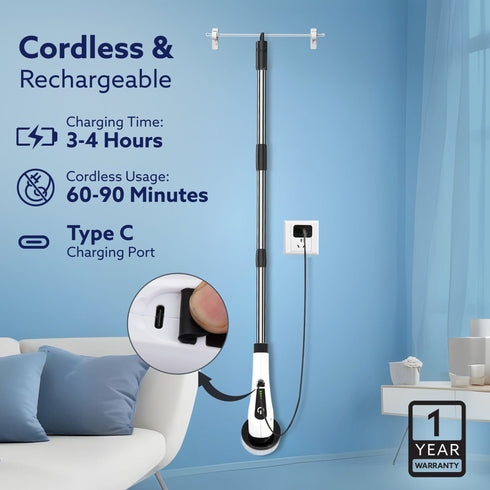 Royal Electric Spin Scrubber, Cleaning Brush Scrubber for Home, 400RPM/Mins-8 Replaceable Brush Heads-90Mins Work Time,3 Adjustable Size,2 Adjustable Speeds for Bathroom Shower Bathtub Glass Car