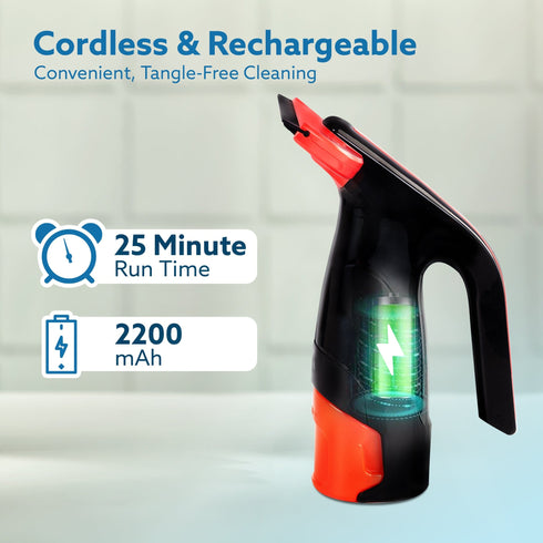 Delite Electric Glass Vacuum Cleaner, Spray & Vacuum, 28 Cm Suction Blade, Cordless, 360 ML Spray Bottle, Portable, Efficient for Cleaning Window Glass, Tiles, Glass Tables, Red & Black