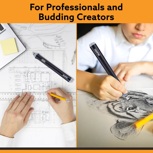 Electric Eraser ER2498, 2.3mm & 5mm Eraser, Automatic Correction & Highlighting, for Sketching, Drawing, Portrait Shading, 22 Refills, 2 Eraser Holders, (Batteries not Included), White