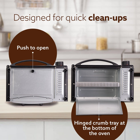 Marvel 9L OTG Oven 800W, Compact Toaster Griller for Baking, Toasting & Grilling, Adjustable 100°C-250°C, 30-Min Timer with Ready Bell, Auto Shut-Off, Tempered Glass Door, Bake Pan, Tong & Rack