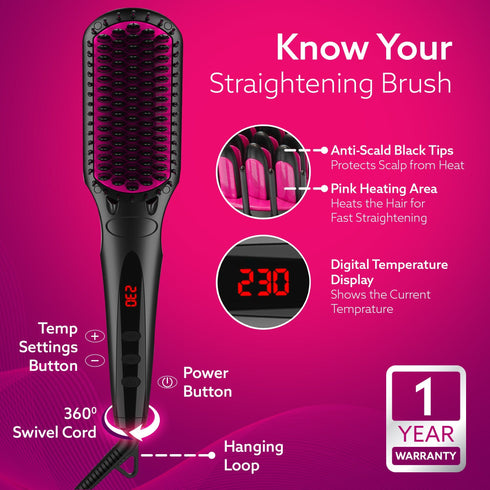 HSB2206 Hair Straightening Brush - 2 in 1