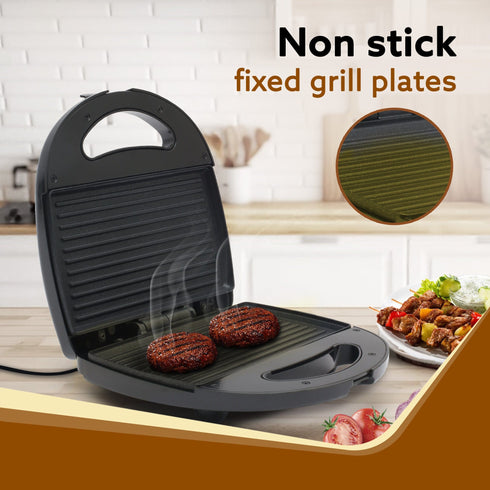 Delite Sandwich Maker, 750W, 4 Slice Non Stick Grill Plate, Power Indicator, Oil Free Toasting, Grilling, Black