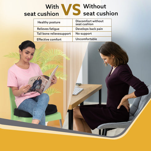 Coccyx Seat Cushion Orthopedic Memory Foam Coccyx Seat Cushion for Tailbone, Sciatica, Lower Back Pain Relief-Ergonomic Contoured Cushion for Office/Home Chair & Wheelchair, Black