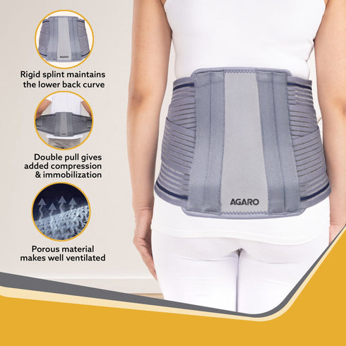 Contoured Lumbar Sacral Belt, Lower Back Pain Osteoporosis Slip Disc Care, For Women & Men, XXL, Grey