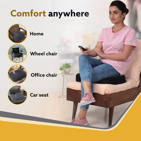 Coccyx Seat Cushion Orthopedic Memory Foam Coccyx Seat Cushion for Tailbone, Sciatica, Lower Back Pain Relief-Ergonomic Contoured Cushion for Office/Home Chair & Wheelchair, Black