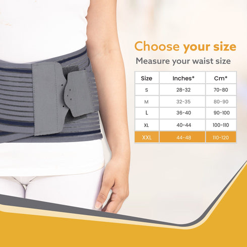 Contoured Lumbar Sacral Belt, Lower Back Pain Osteoporosis Slip Disc Care, For Women & Men, XXL, Grey