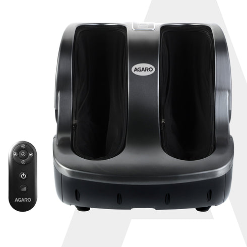 Supreme Foot & Calf Massager, Kneading & Rolling Function, for Pain Relief & Improving Blood Circulation, 3 Intensity Levels, 3 Levels of Lukewarm Heat, Vibration Massage, Timer, Remote Control