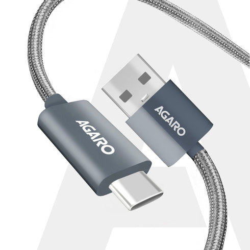 USB-A to Type C Cable, Nylon Braided Cable, 65W, 6A Fast Charging, Compatible with All Type C Devices Including Smartphones, Tablets, etc, PD Technology, 1 M (3.2Ft), 480 Mbps Data Transmission