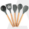 Royal Silicone Spatula Set of 5, Cooking and Mixing, for Non-Stick Cookware, BPA Free, Seamless Design, Grey