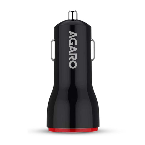 AGARO Dual Port Car Charger, 18W Quick Charging, 2.1A, Dual USB Port output, Fast Charge, Smart IC Protection, Compatible with all Type C Smartphones, Black & Red