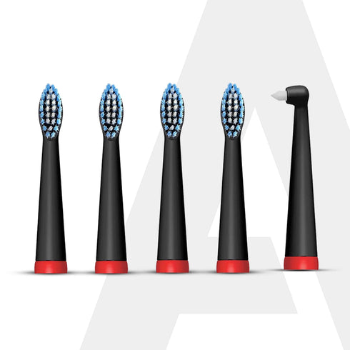 Cosmic Lite Refill Pack 4+1 pcs, Nylon Bristles, Washable, Black