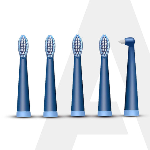 Cosmic Lite Refill Pack 4+1 pcs, Nylon Bristles, Washable, Blue