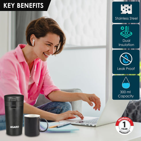 Elite Stainless Steel 300ML Travel Mug , Dual | The Best Travel Mugs to Keep Drinks Hot or Cold