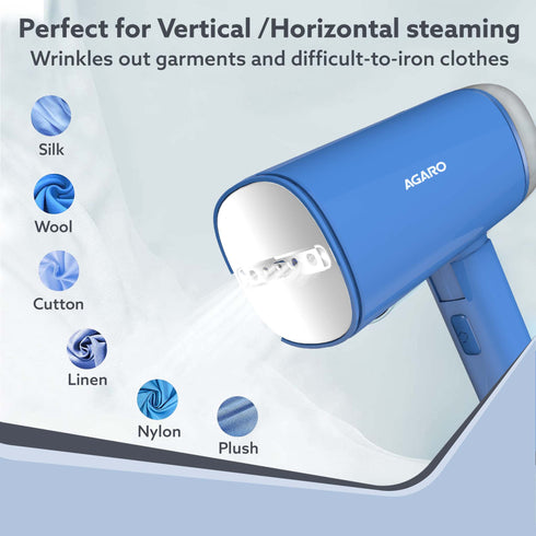Elegant Handheld Garment Steamer, 170 ML Water Tank, Blue